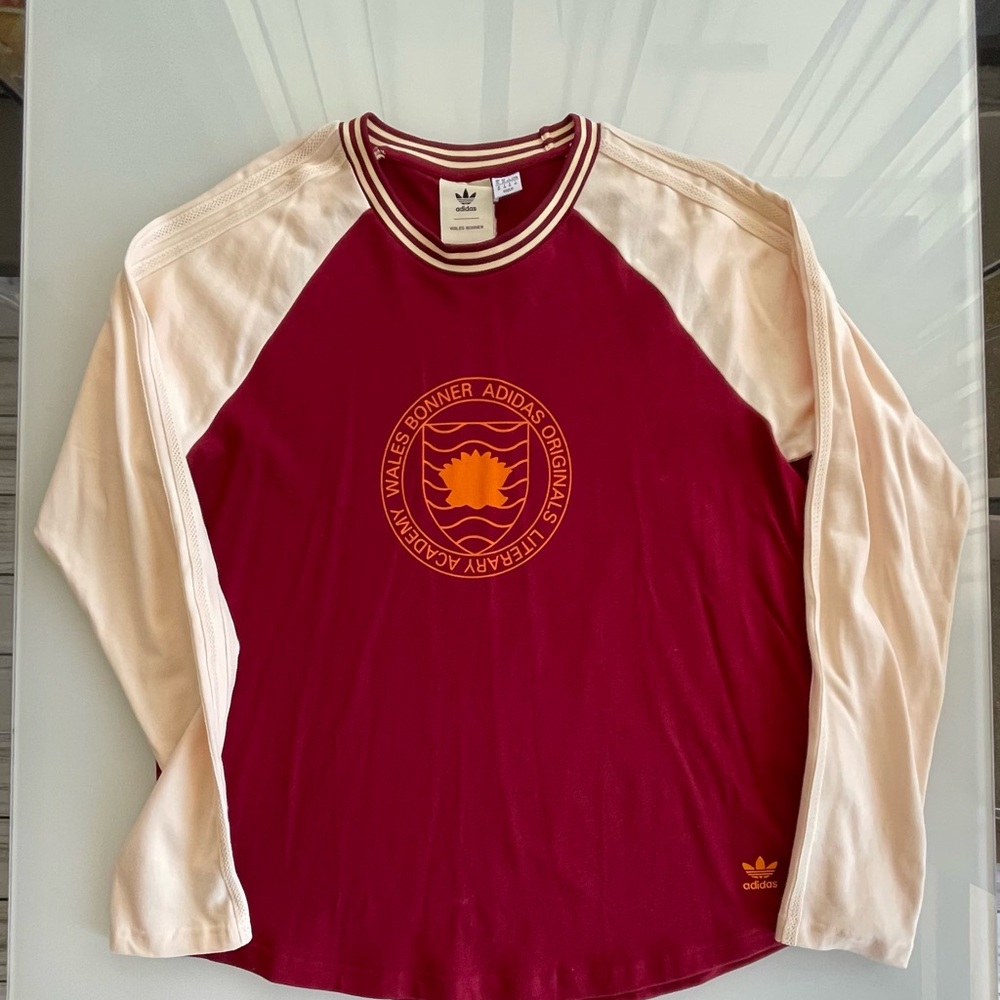 Adidas x Wales Bonner Burgundy and White Crewneck